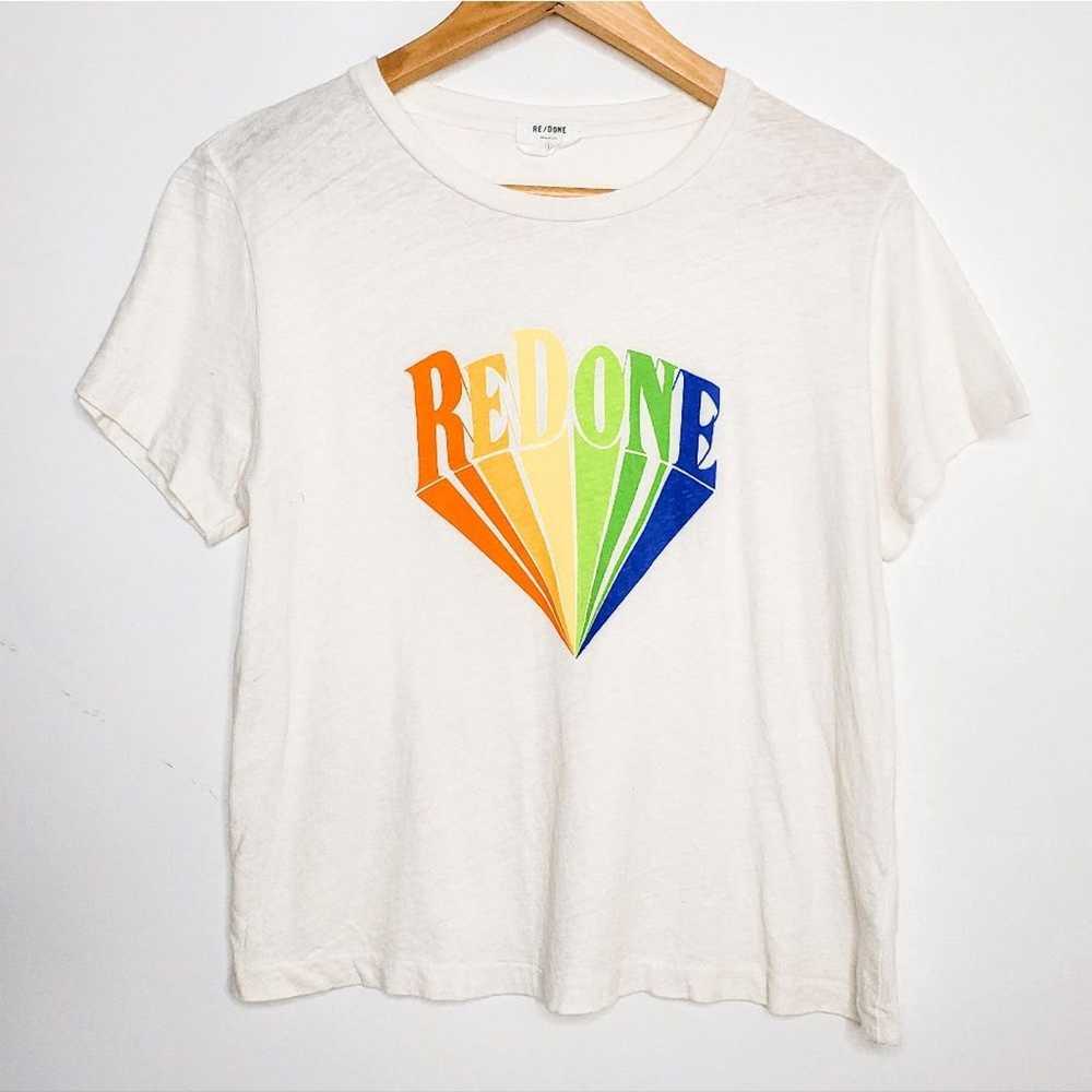 RE/DONE Re/Done White Originals Rainbow Pride Log… - image 1