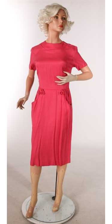 Union Made ILGWU Vintage 1950s 60s Pink Crew Neck… - image 1