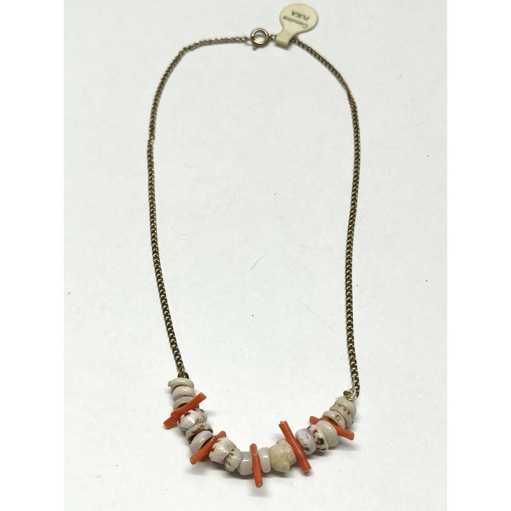 Vintage Vintage genuine puka shell coral necklace - image 1