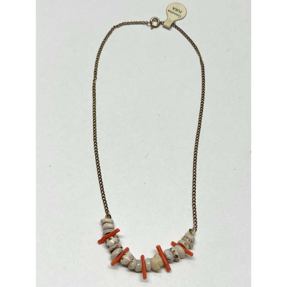 Vintage Vintage genuine puka shell coral necklace - image 2