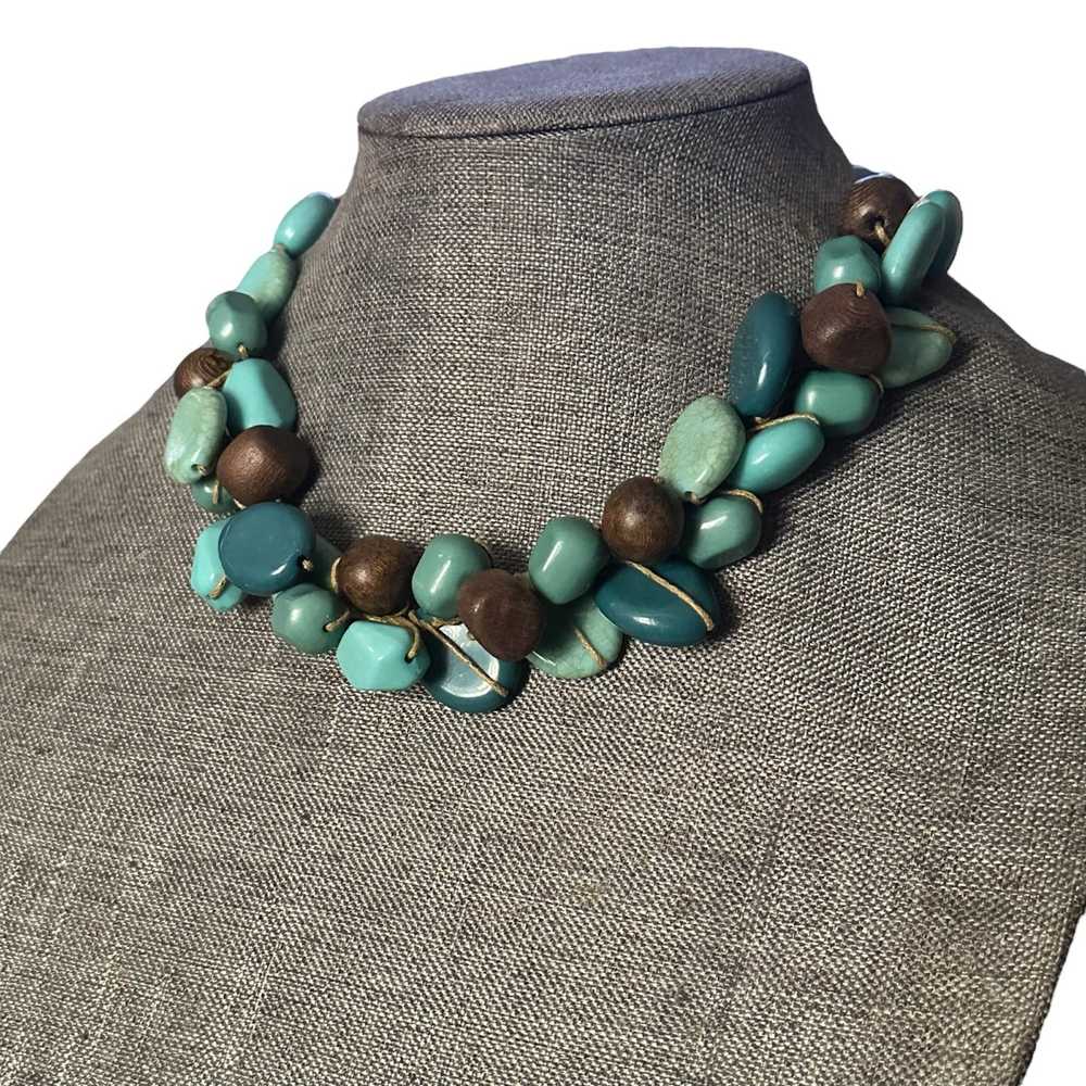 Other Chunky turquoise and brown bead necklace - image 3