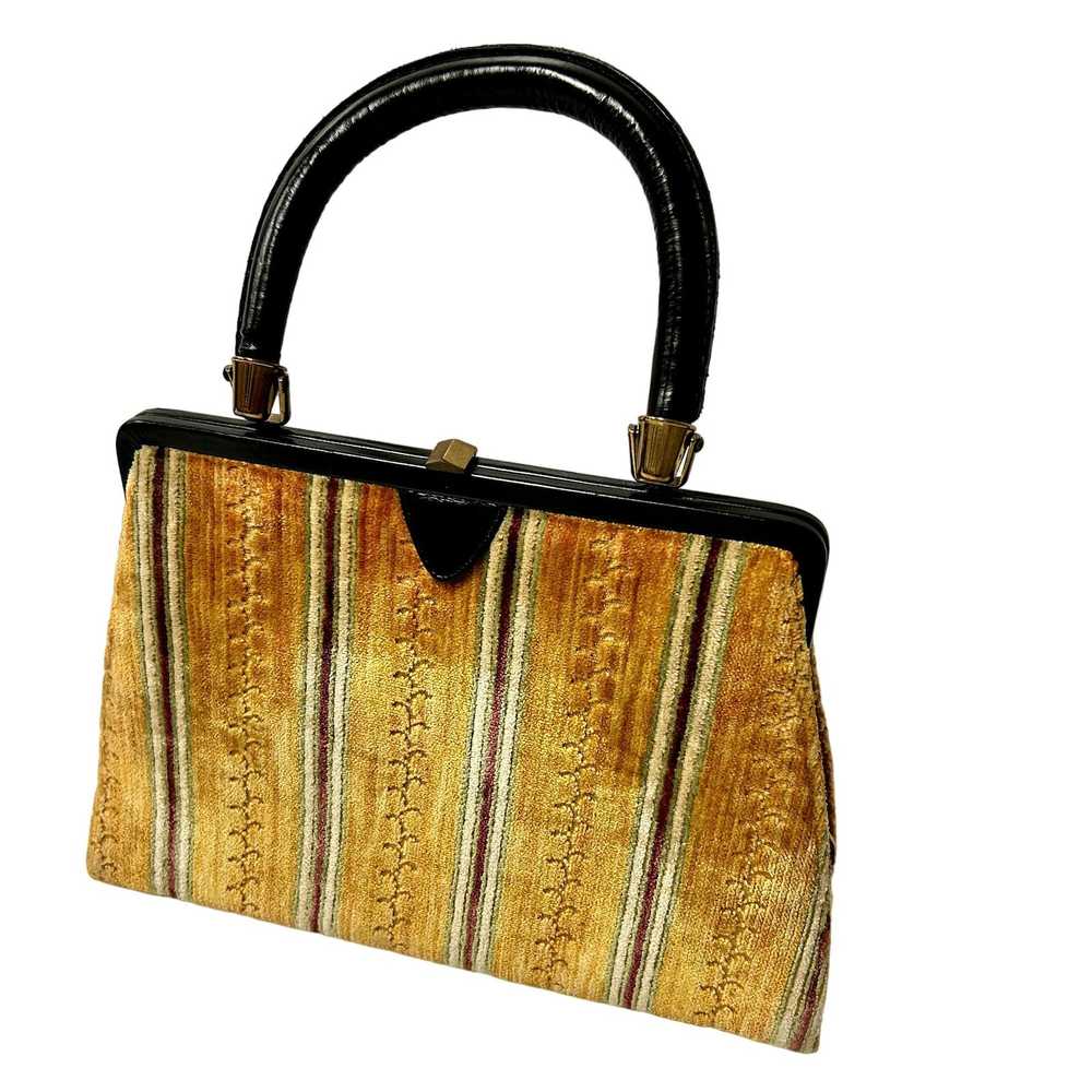 Unkwn 60's Mel Ton IRRIDECENT Hand Bag CARPET VEL… - image 12