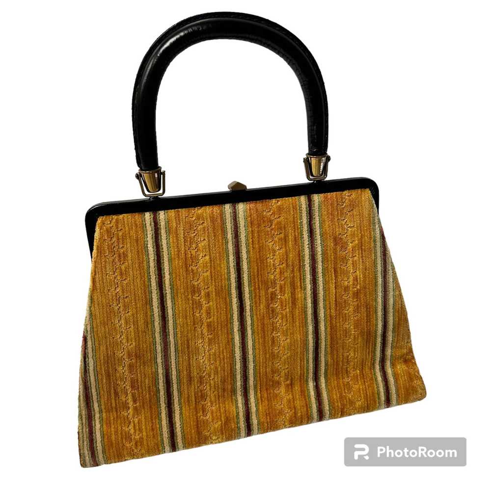 Unkwn 60's Mel Ton IRRIDECENT Hand Bag CARPET VEL… - image 2