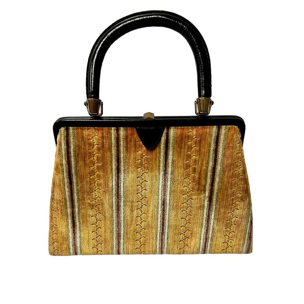 Unkwn 60's Mel Ton IRRIDECENT Hand Bag CARPET VEL… - image 3