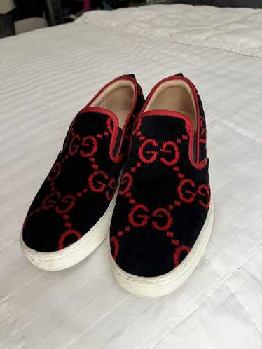 Gucci Gucci Navy Blue/Red GG Terry Fabric Slip On 