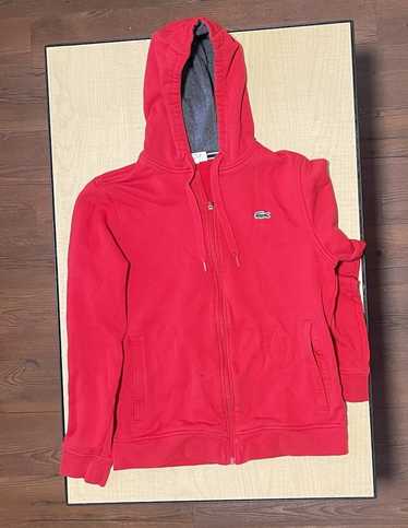 Lacoste × Streetwear Red Lacoste Color-Block Hoodi