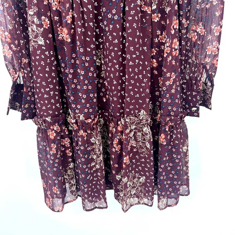 Eliza J Burgundy Long Sleeve Floral Mock Neck Dre… - image 7