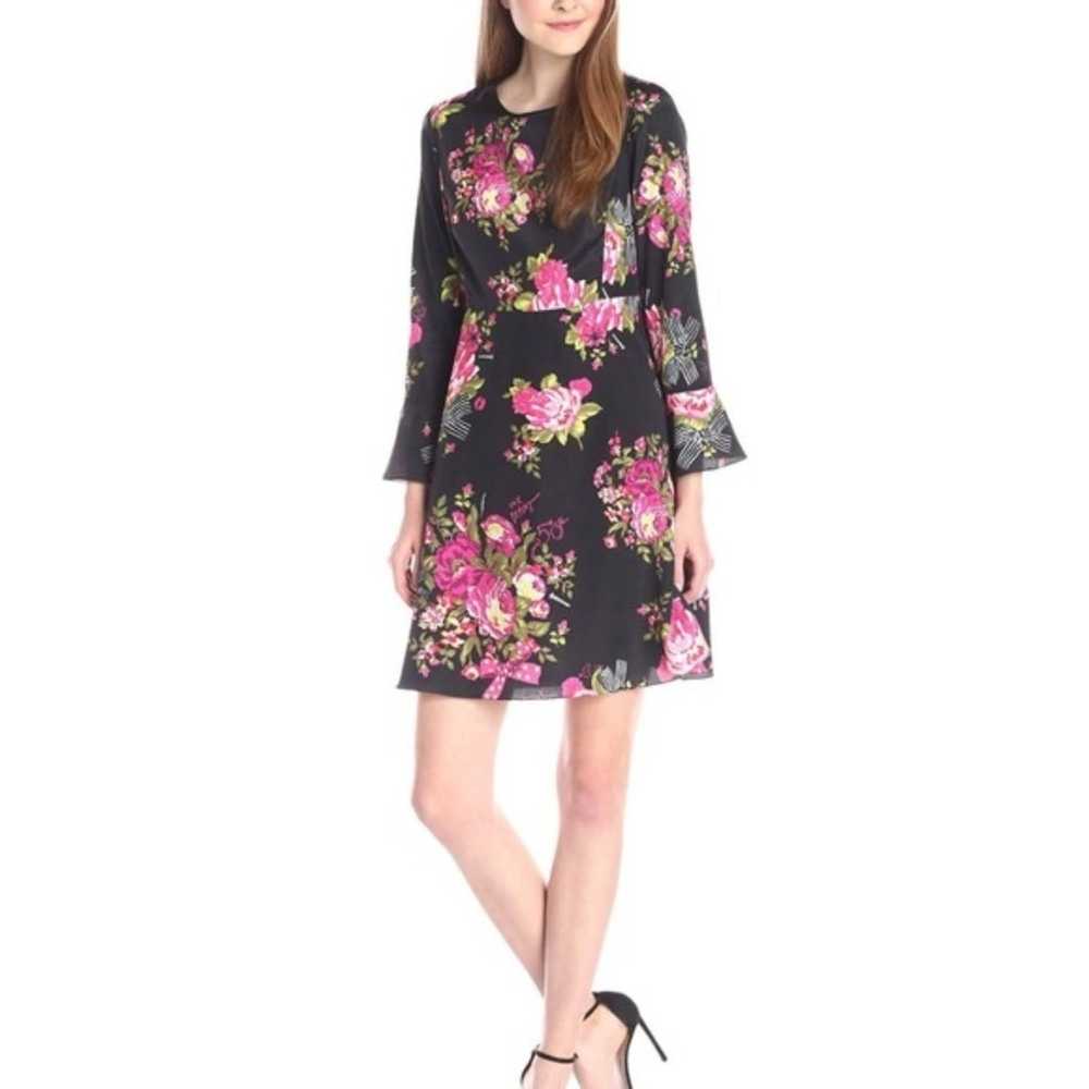 Betsey Johnson Black Floral Bell Sleeve Dress - S… - image 2