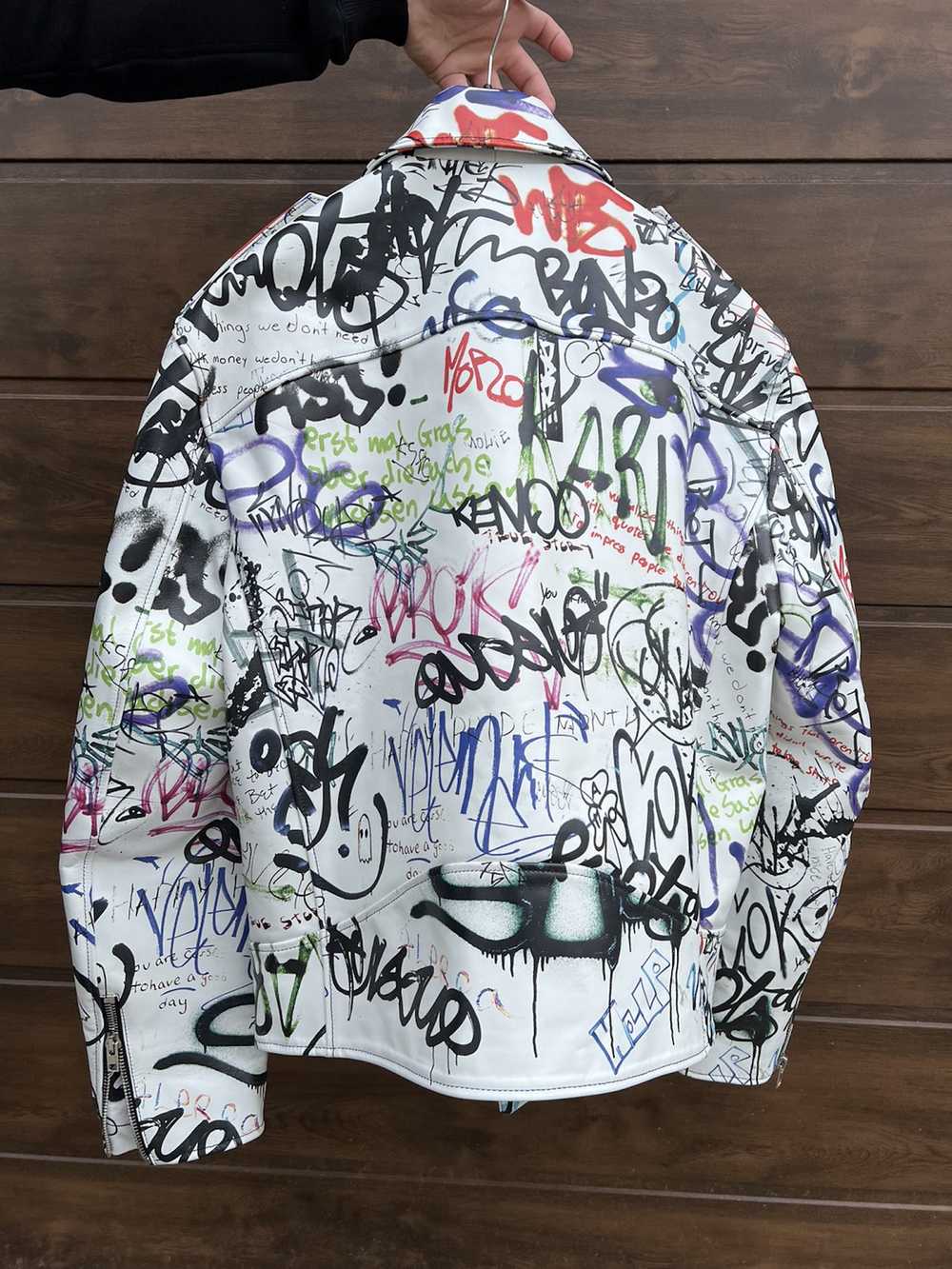 Vetements Vetements Biker Graffiti Leather jacket - image 2