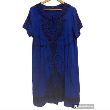 Lucky Brand embellished beaded mixed print dress size large