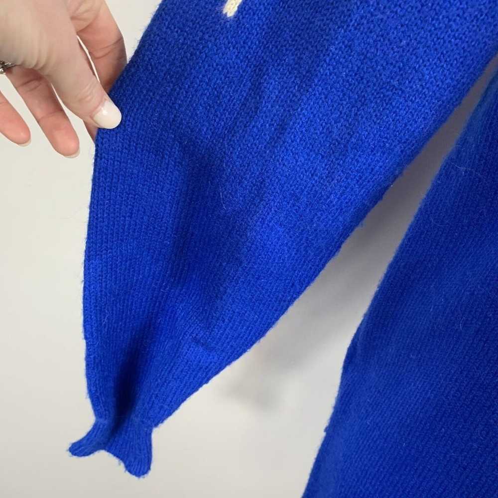 Vintage 80s Cristina Blue Sweater Dress Belt Ango… - image 4