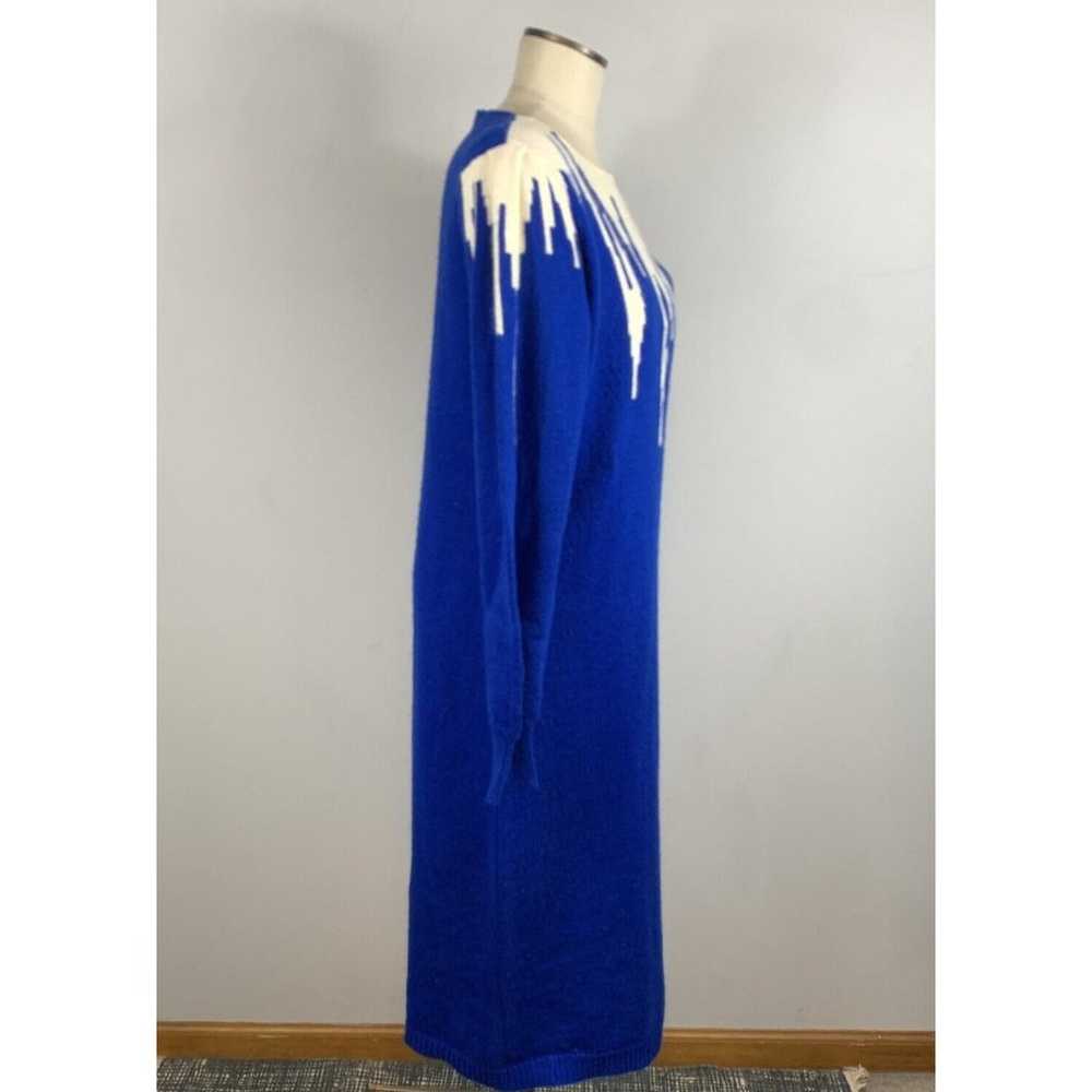 Vintage 80s Cristina Blue Sweater Dress Belt Ango… - image 6