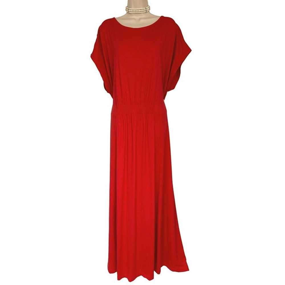 Size 3X 24W-26W LANDS' END RED-ORANGE MAXI DRESS … - image 1