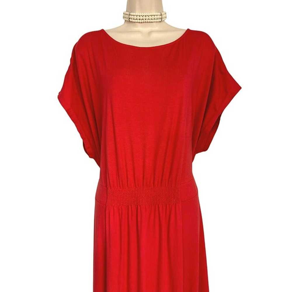 Size 3X 24W-26W LANDS' END RED-ORANGE MAXI DRESS … - image 2