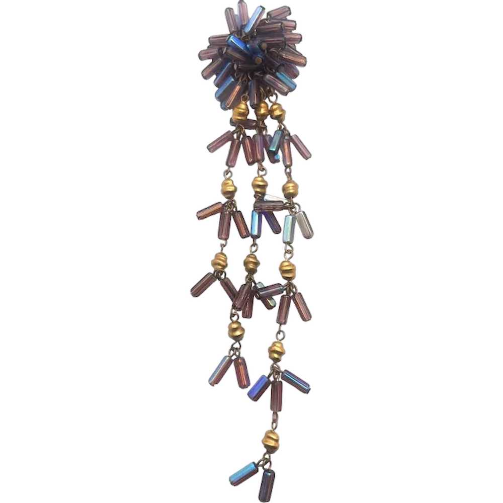 RARE Iridescent Glass Purple/Teal/Turquoise Bead … - image 1