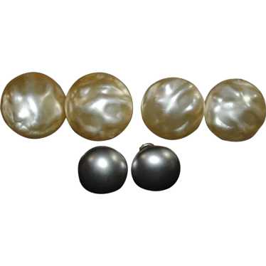 Set of 3 Richelieu Faux Pearl Clip-on and Screw-b… - image 1