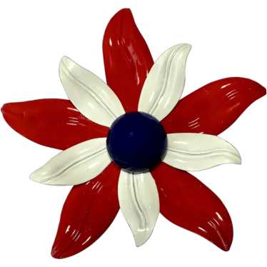 Vintage 4th of July Patriotic Flower Brooch Pin Re