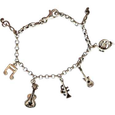 Sterling Silver Charm Bracelet Musical Instruments