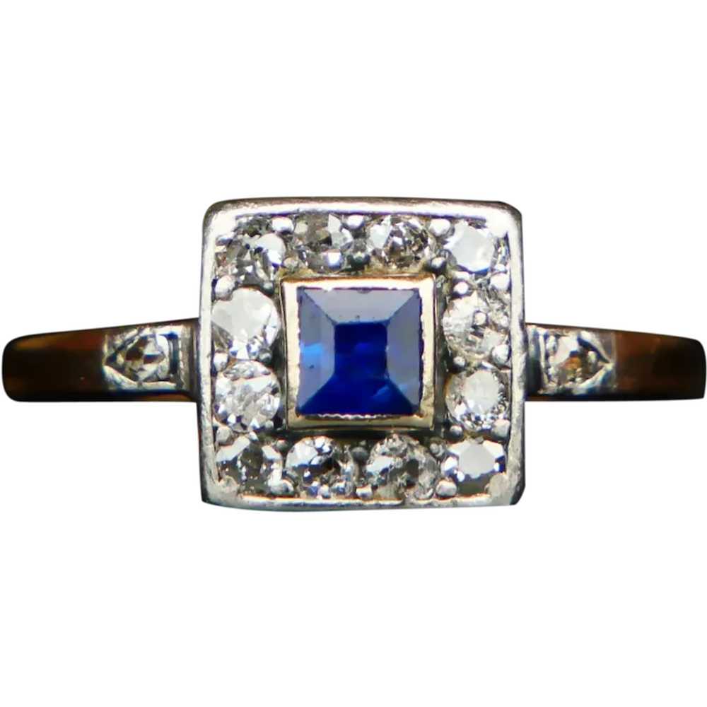 Antique Austrian Ring natural 0.5ct Sapphire 0.8c… - image 1