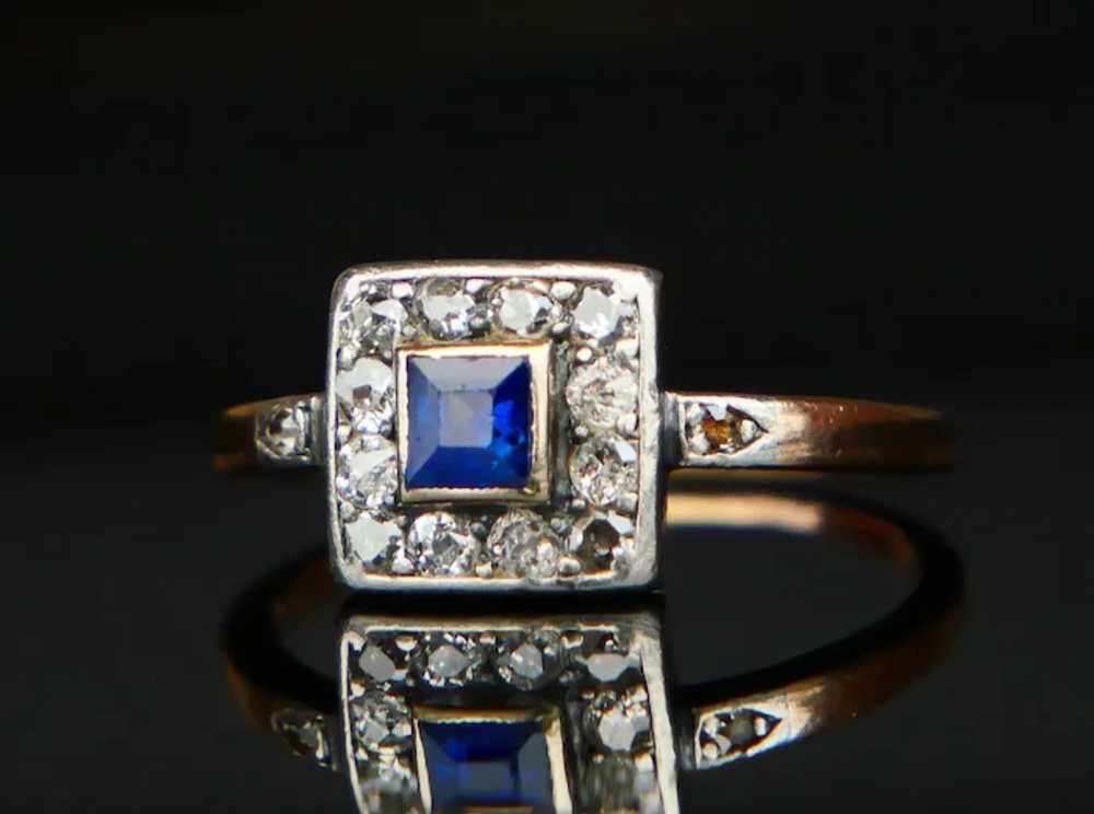 Antique Austrian Ring natural 0.5ct Sapphire 0.8c… - image 3