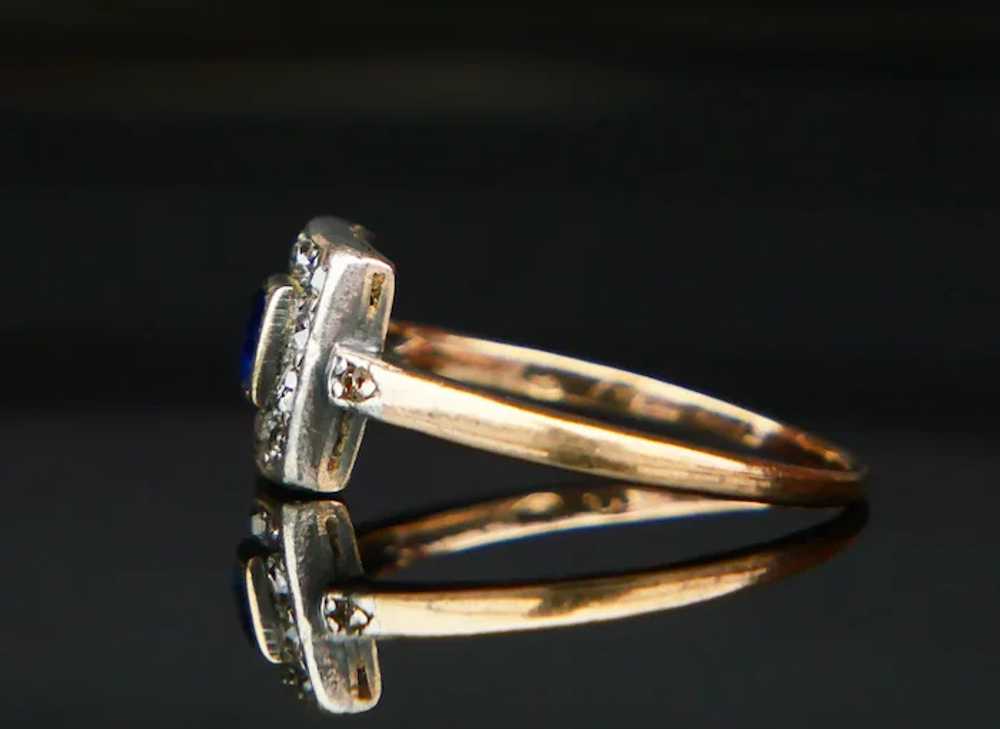 Antique Austrian Ring natural 0.5ct Sapphire 0.8c… - image 4