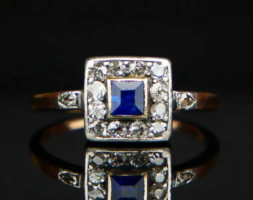 Antique Austrian Ring natural 0.5ct Sapphire 0.8c… - image 5
