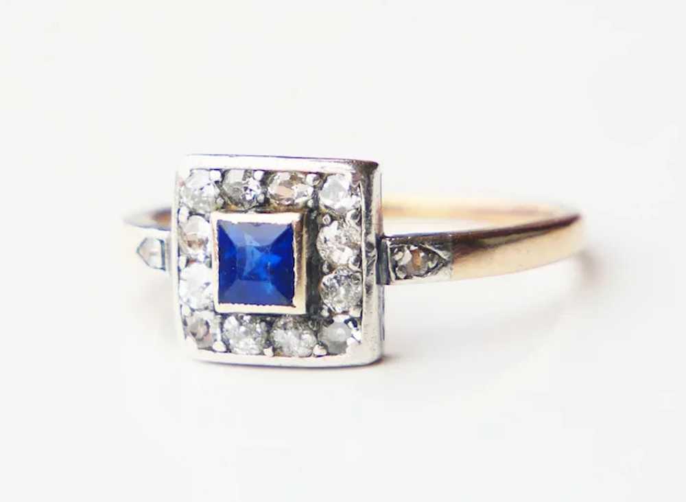 Antique Austrian Ring natural 0.5ct Sapphire 0.8c… - image 6