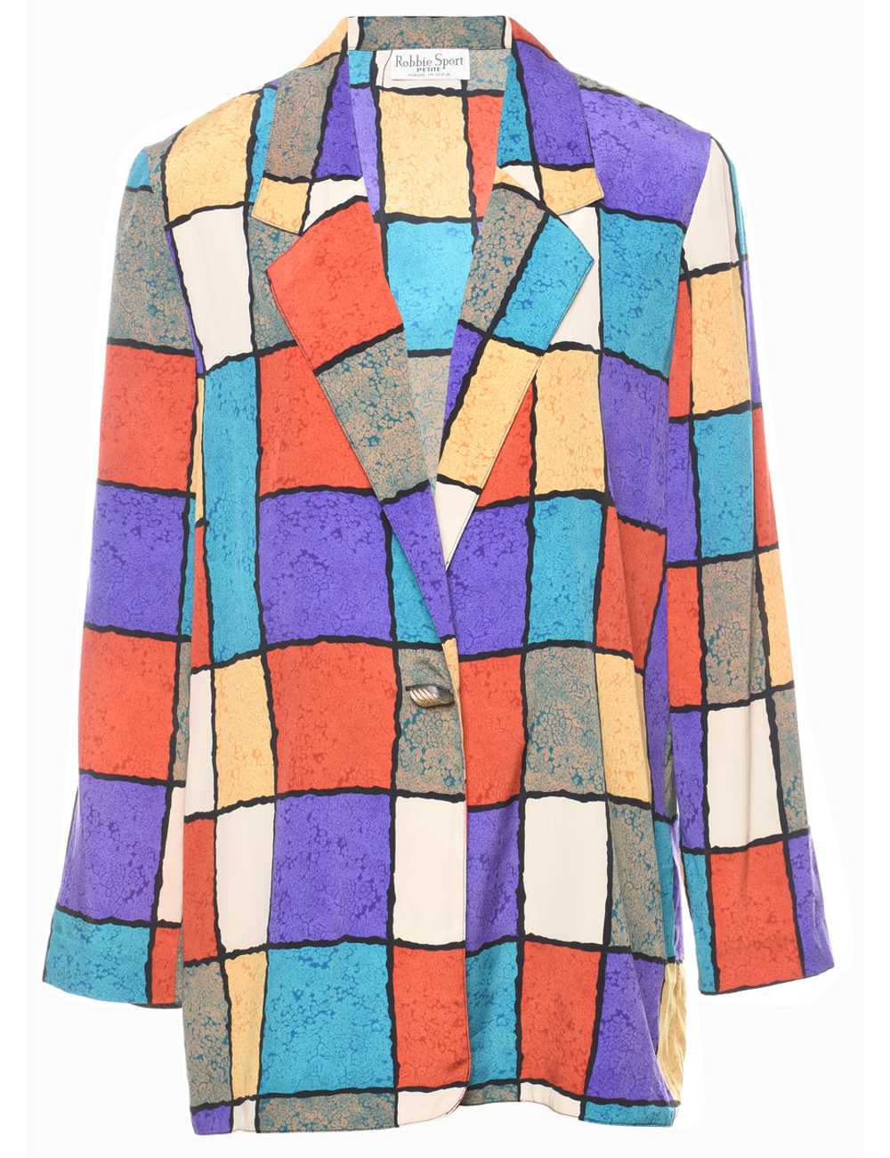 Checked 1980s Multi-Colour Blazer - L - image 1