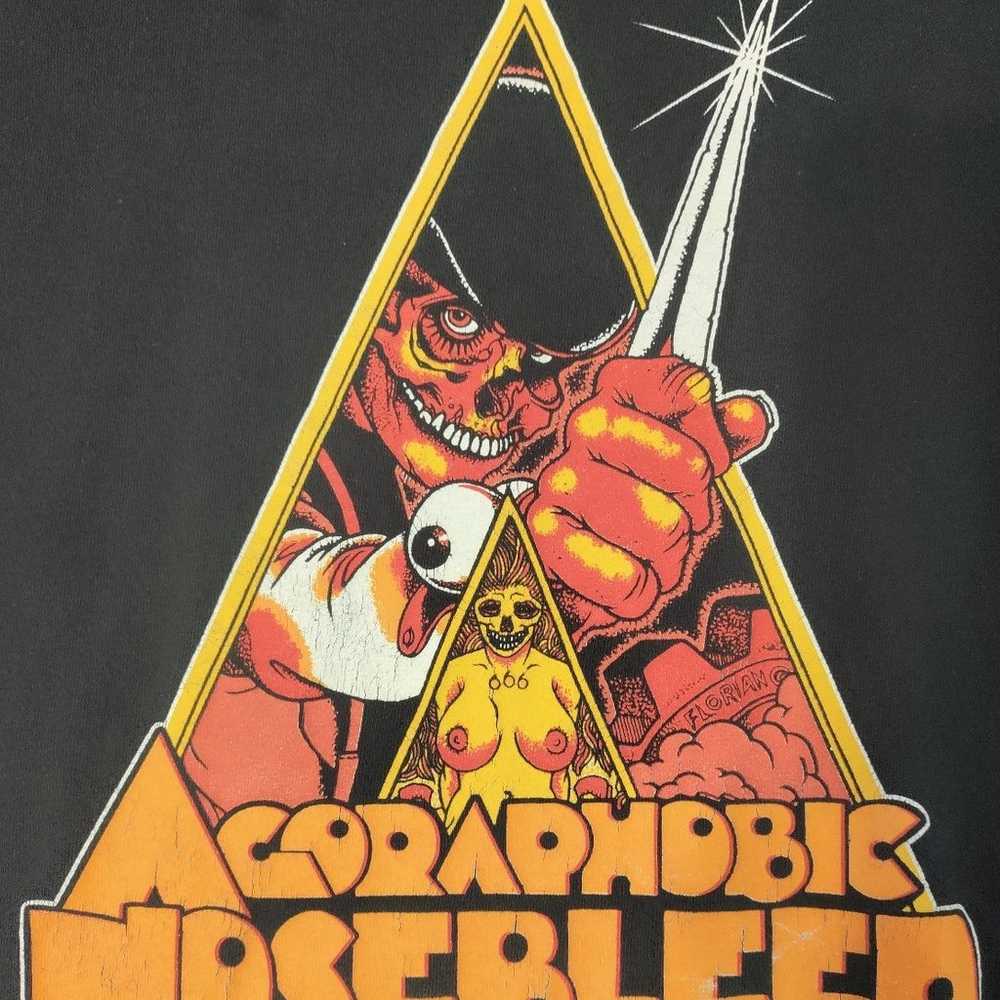 Large rare Official Agoraphobic Nosebleed Band Sh… - image 2
