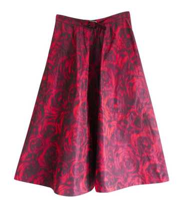 Dior Dior Red Floral Taffeta Midi Skirt - image 1