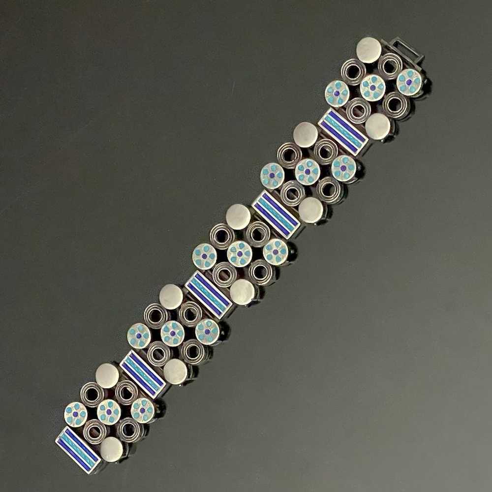 Uno A Erre Modernist Sterling and Enamel Bracelet… - image 2