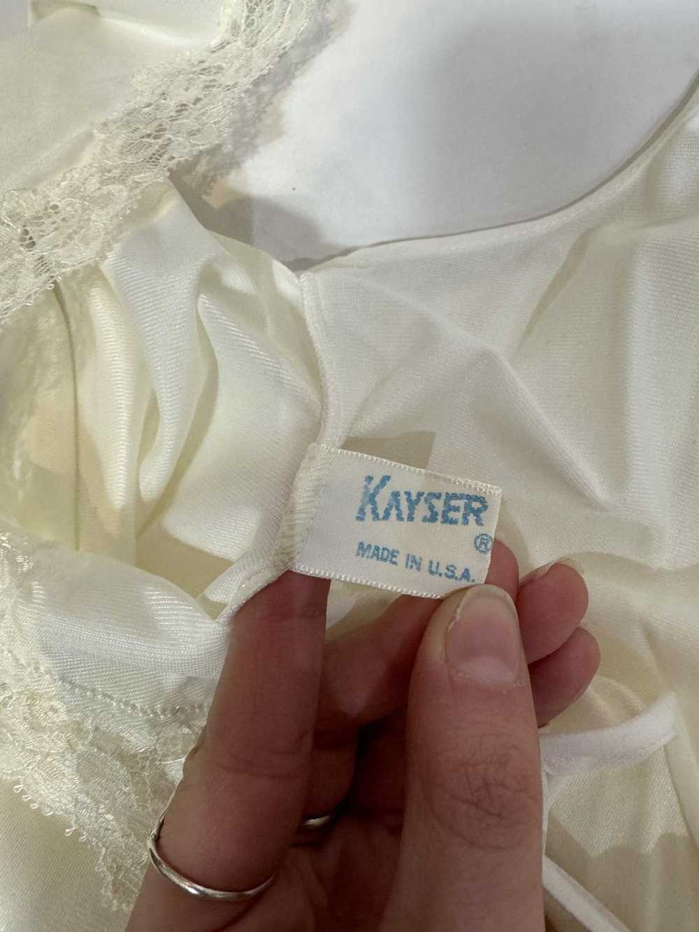 1960s Kayser White Chiffon Lace Trim Peignoir Sli… - image 11