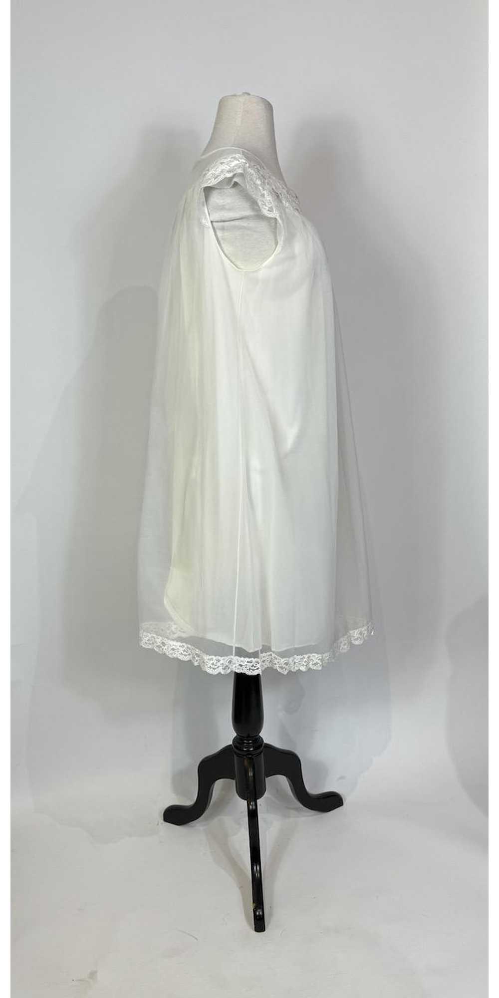 1960s Shadowline White Chiffon Peignoir Slip Dres… - image 4