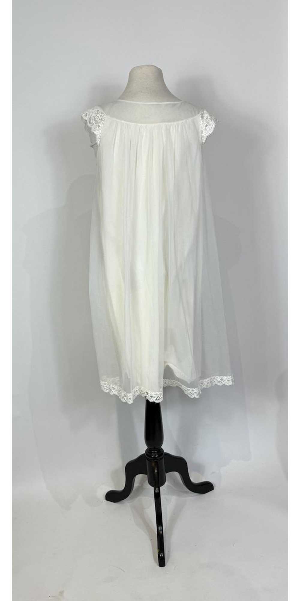 1960s Shadowline White Chiffon Peignoir Slip Dres… - image 5