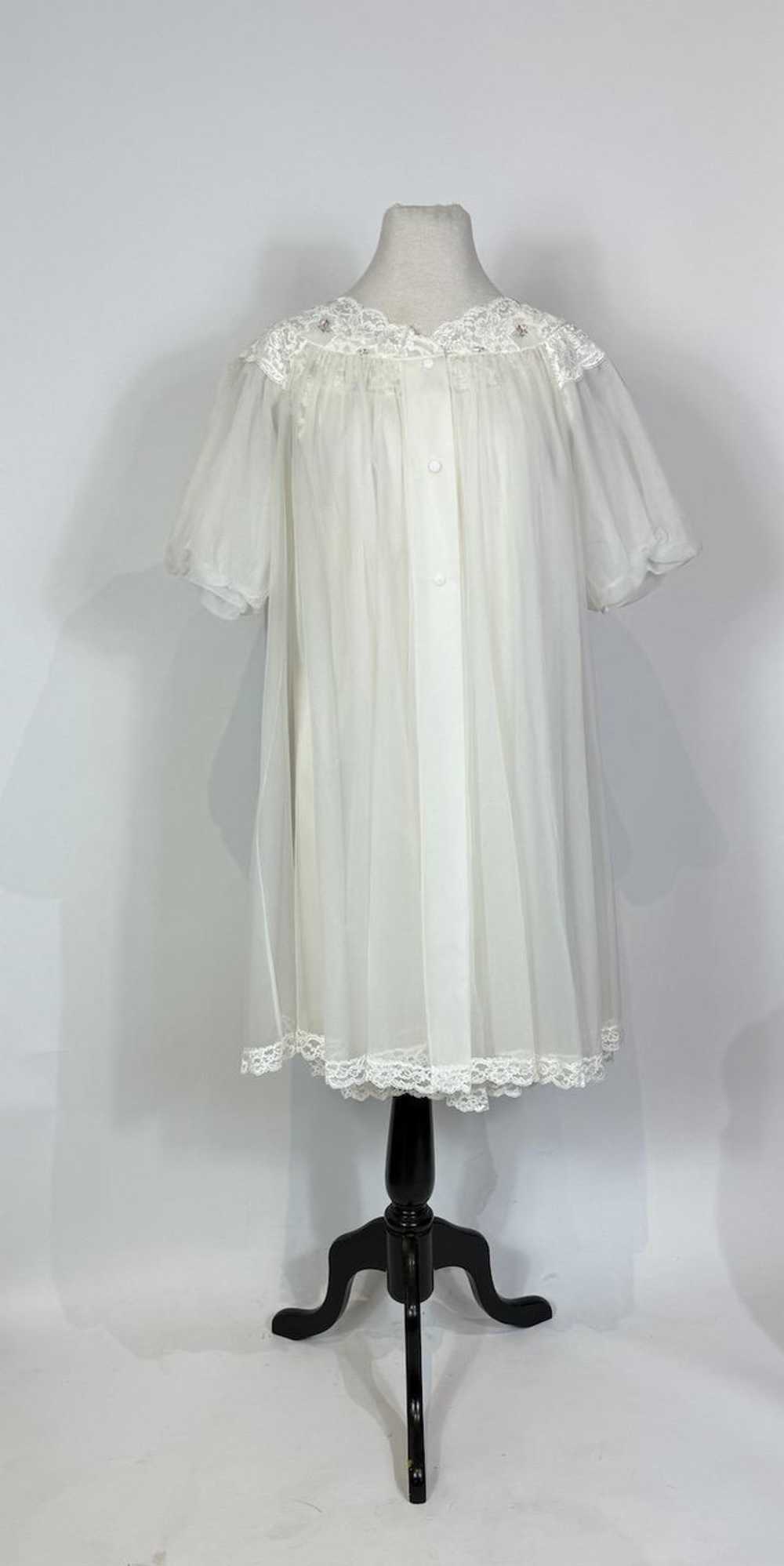 1960s Shadowline White Chiffon Peignoir Slip Dres… - image 6