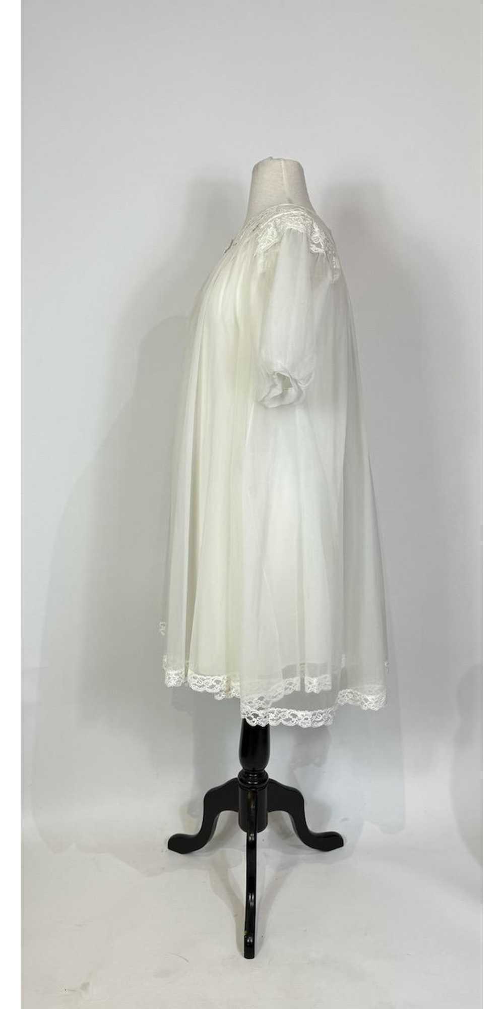 1960s Shadowline White Chiffon Peignoir Slip Dres… - image 8