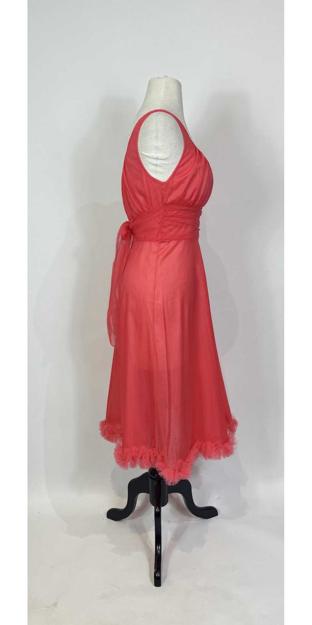1960s Hot Pink Rogers Chiffon Slip Dress Deadstoc… - image 4