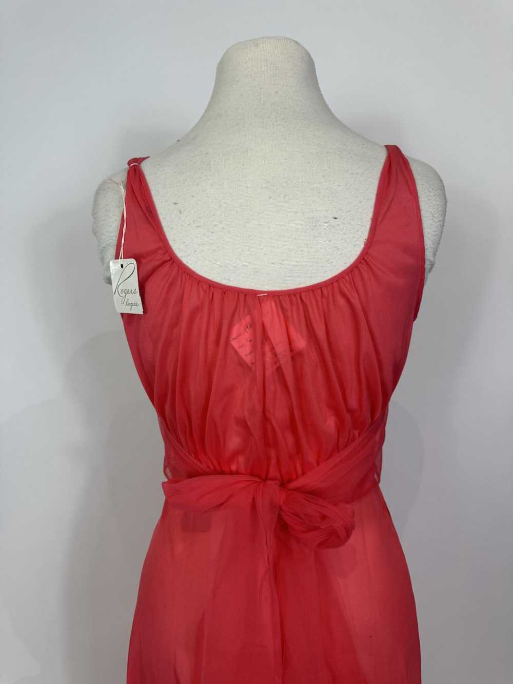 1960s Hot Pink Rogers Chiffon Slip Dress Deadstoc… - image 6