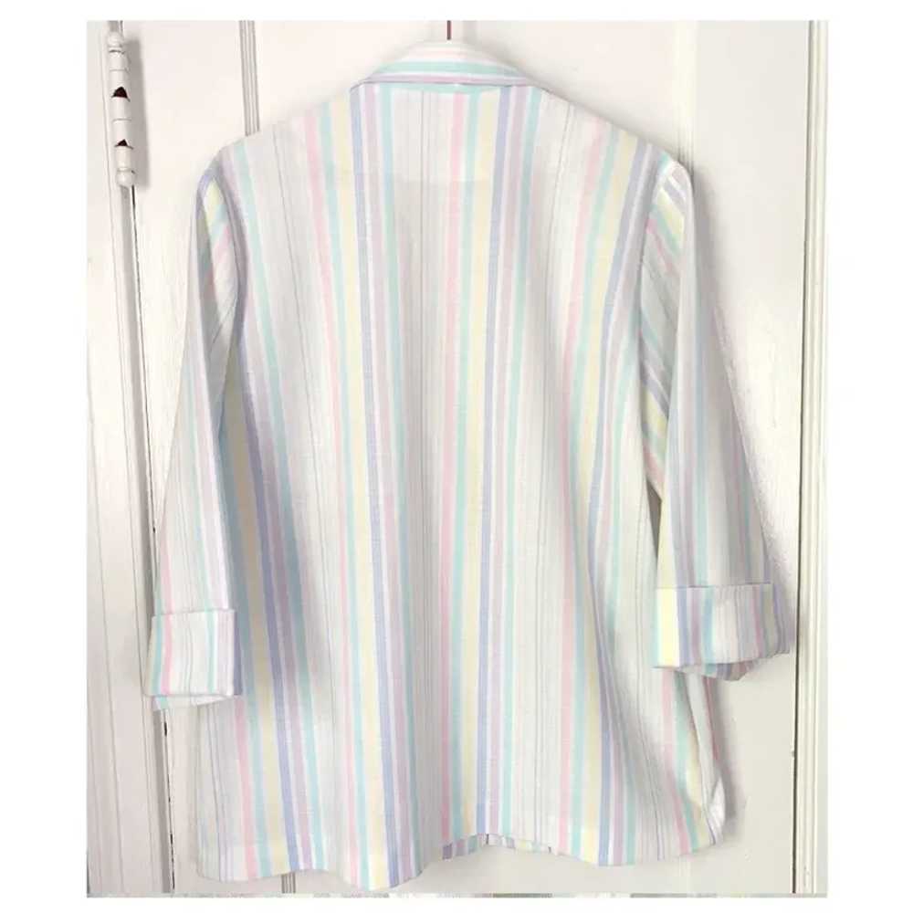 Cricket Lane 70's pastel striped polyester blazer… - image 3
