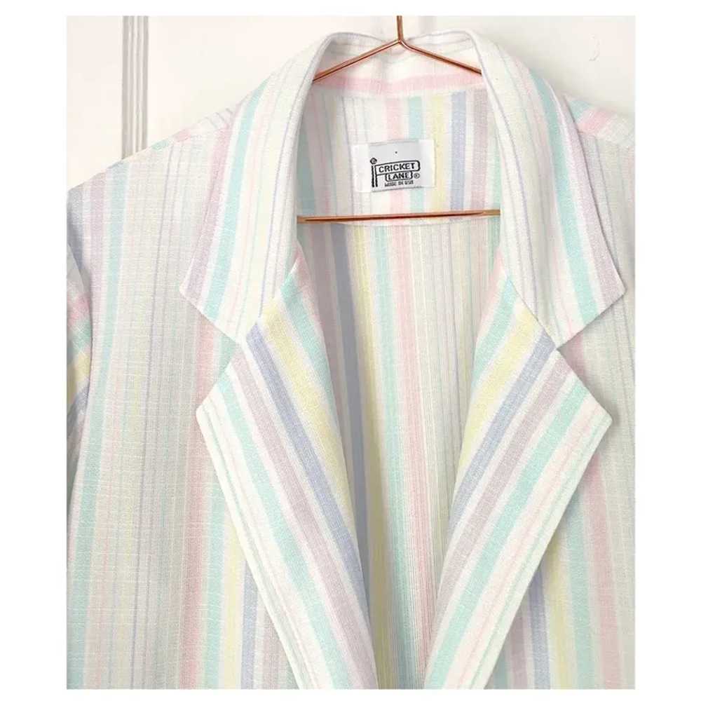 Cricket Lane 70's pastel striped polyester blazer… - image 4