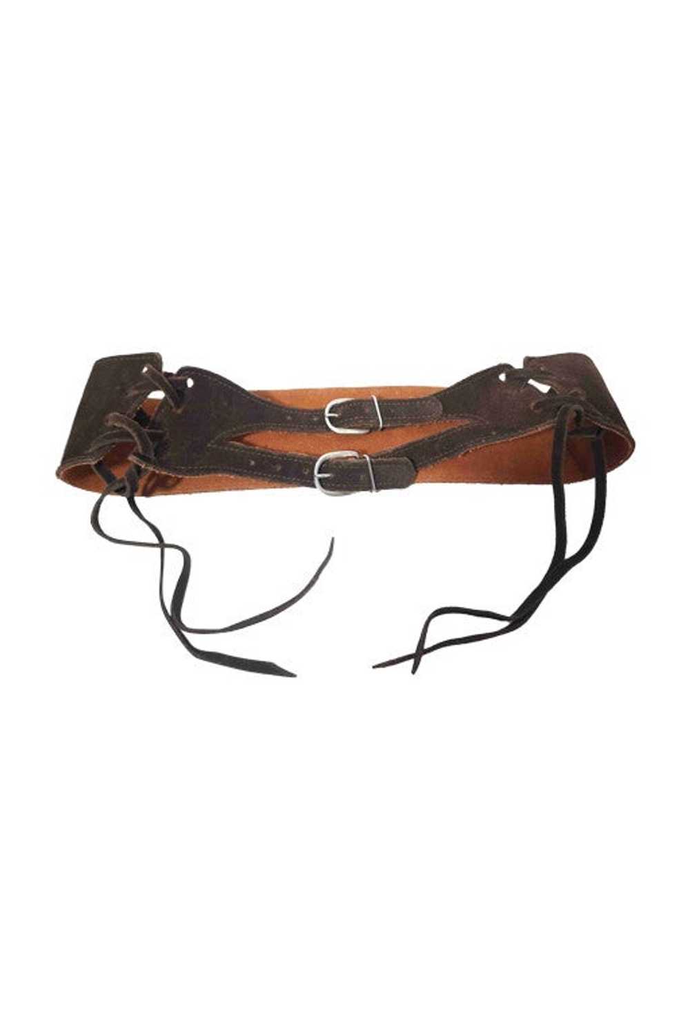 Leather belt - Pretty vintage belt 100% leather O… - image 1