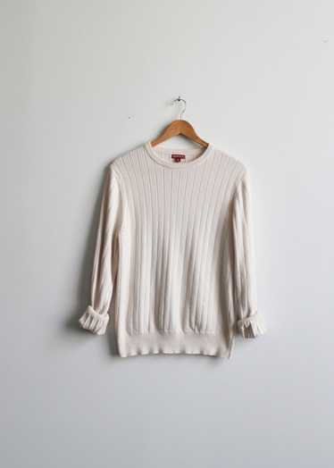 ivory rib knit cotton sweater