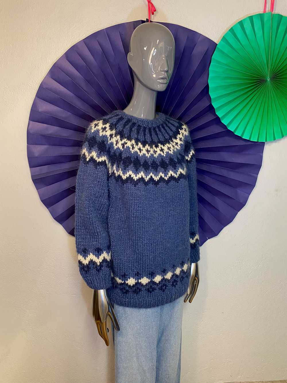 Hand Knit Icelandic Sweater, S / M - image 2