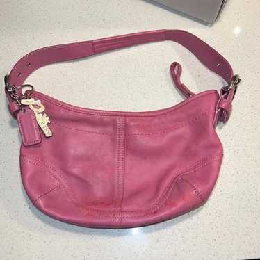 Mini pink leather hobo bag coach y2k