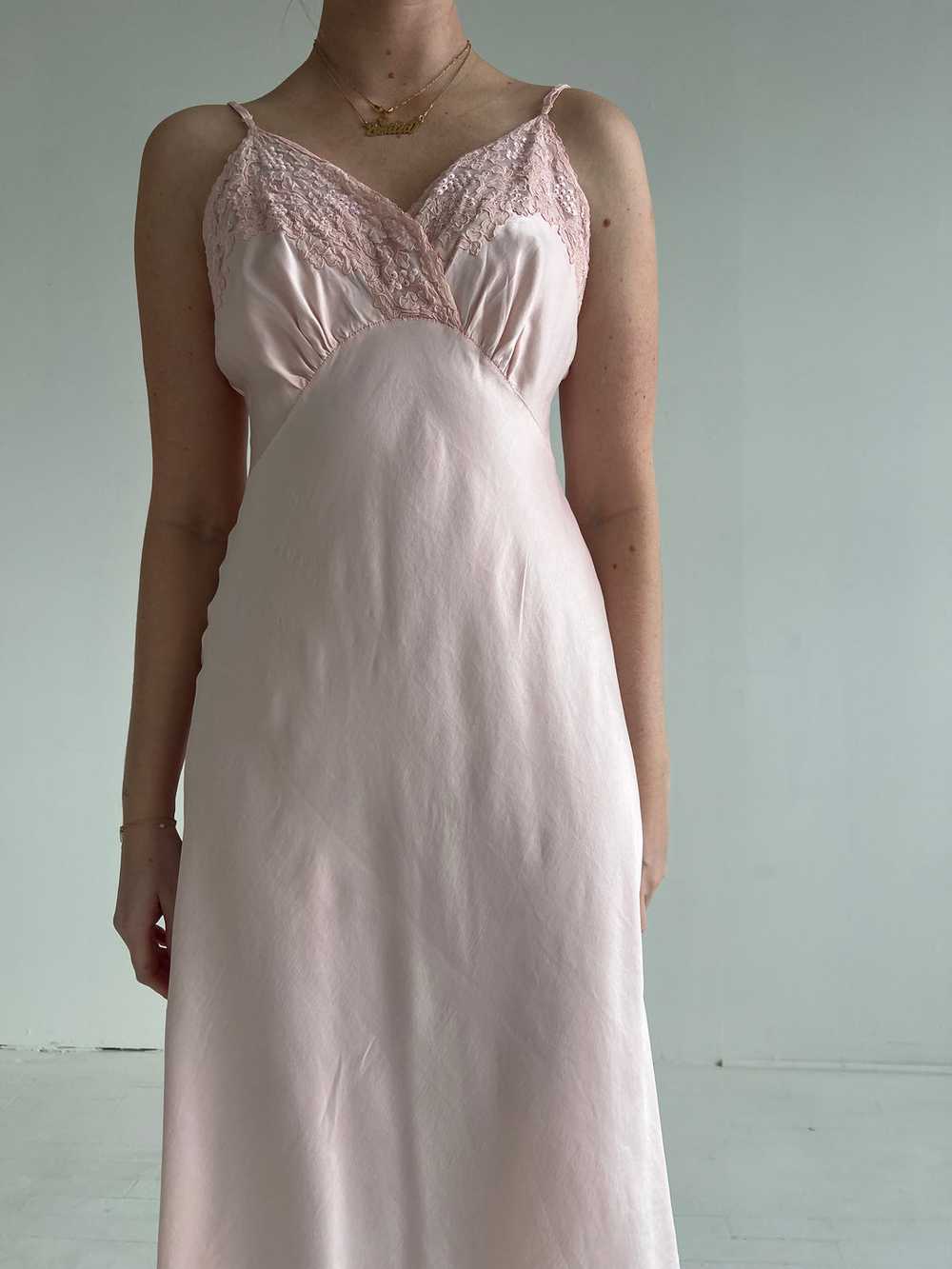1930's Pink Silk Slip Dress with Embroidery - image 4