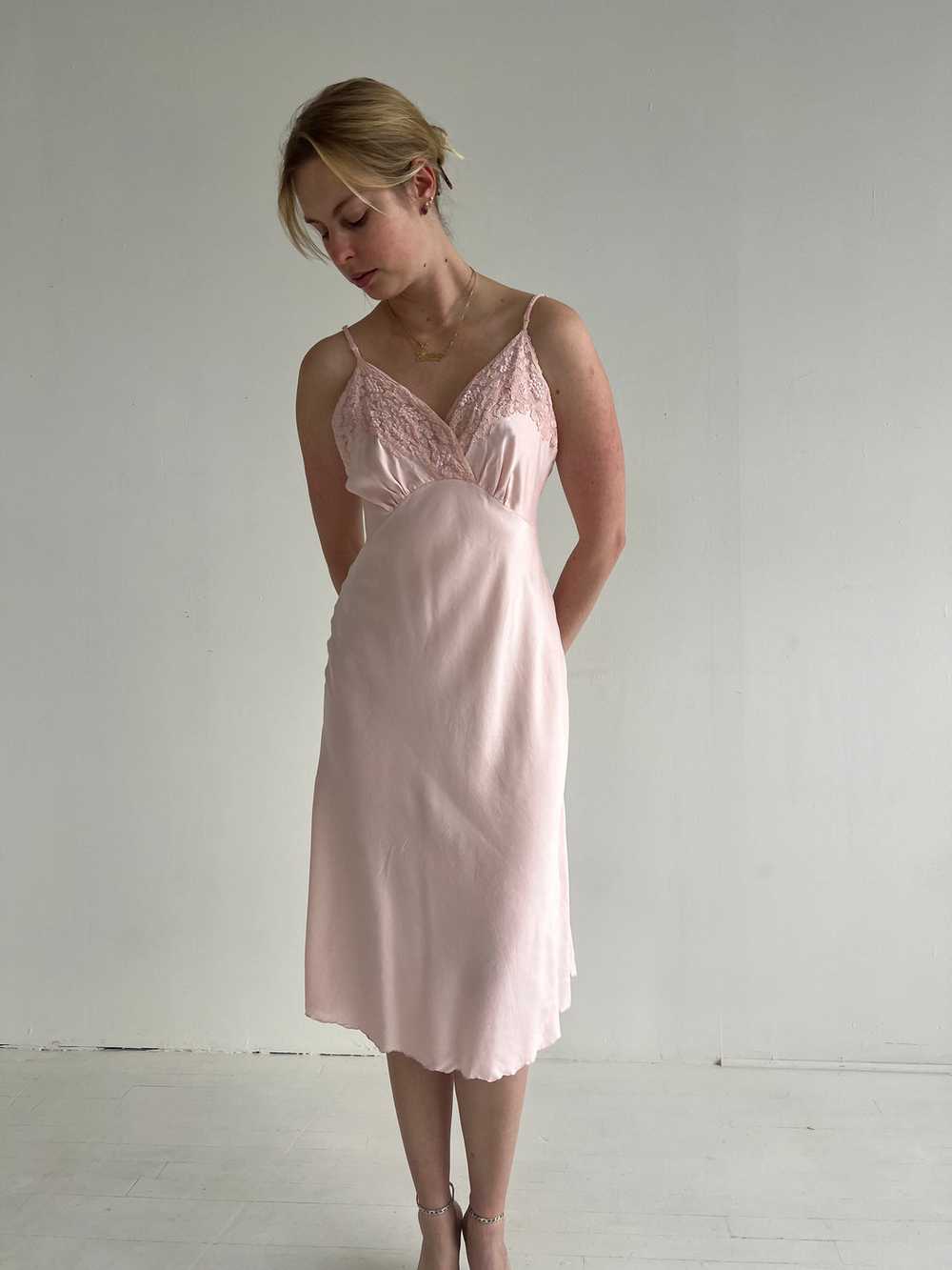 1930's Pink Silk Slip Dress with Embroidery - image 5