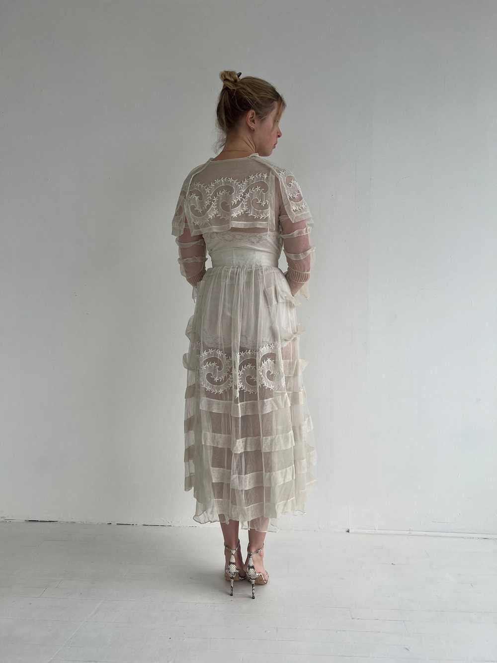 Edwardian Embroidered Cotton Net Dress - image 8