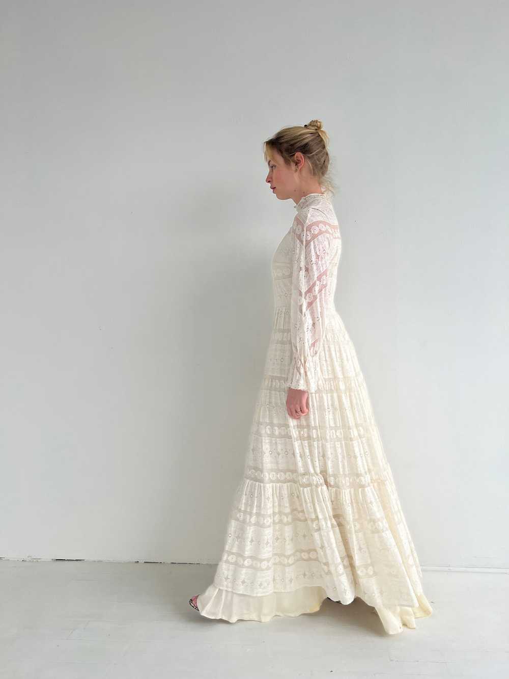 1970's White Lace Gown - image 1