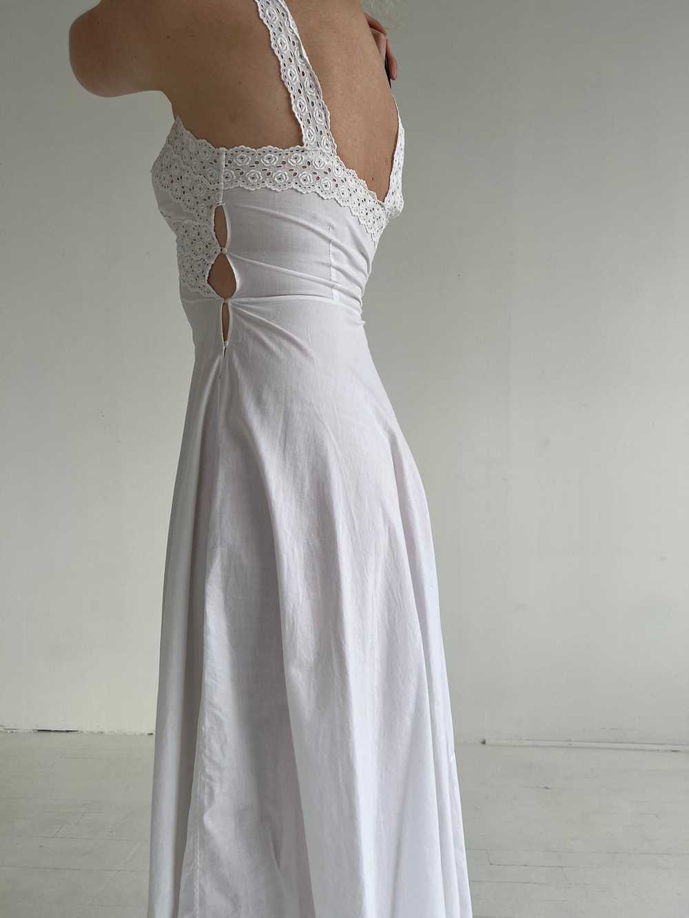 1970's Bridal White Cotton Dress with Lace - image 6