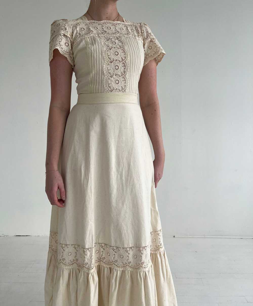 1970's Cotton Dress with Eyelet - image 1